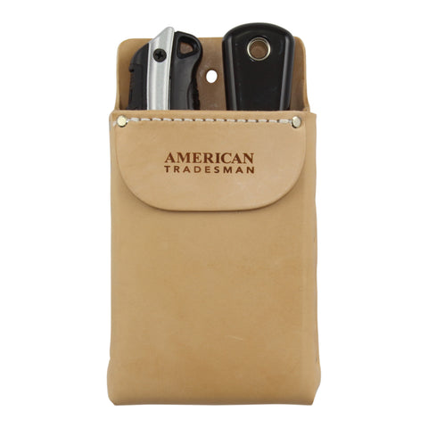 American Tradesman 918F - Leather Box Shaped Tool Pouch w/Pant Pocket Flap